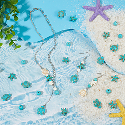 110 шт. 3 стиля нити синтетических бирюзовых бусин с морской тематикой&nbsp;TURQ-UN0001-03B