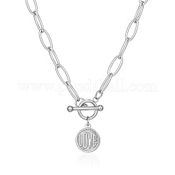 Halsketten mit Anhänger in Form einer Liebesscheibe aus Edelstahl 304 mit zwei Verschlüssen für Damen und Herren&nbsp;WG7163D-02