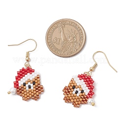 Серьги-подвески из нержавеющей стали 304 со стеклянной рождественской тематикой EJEW-MZ00527-05