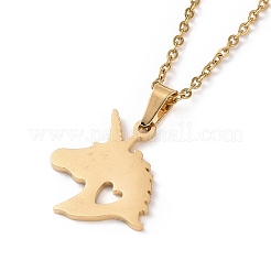 Серьги-гвоздики и ожерелье с подвеской в виде единорога из нержавеющей стали 304 AJEW-B019-01