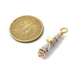 2 pendentif en cristal de quartz naturel électroplaqué teinté en fil de cuivre enveloppé&nbsp;PALLOY-JF03164-01