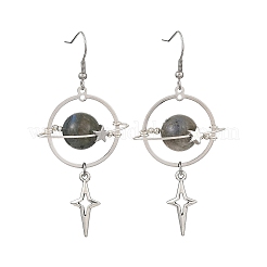 Orecchini pendenti in labradorite naturale e lega metallica&nbsp;EJEW-TA00818-01