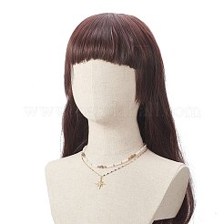 2 個 2 スタイル クリア キュービックジルコニア スター ペンダント ネックレス セット真鍮チェーン  女性のための天然混合宝石ビーズ ネックレス  16.22~17.60インチ（41.2~44.7cm）  1個/スタイル&nbsp;NJEW-JN04171