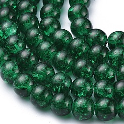 クラックガラスビーズ連売り  ラウンド  濃い緑  8mm  穴：1.3~1.6mm  31.4インチ&nbsp;X-CCG-Q001-8mm-17