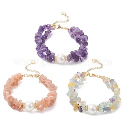 3 bracciale con perline di fluorite naturale&nbsp;BJEW-JB12306