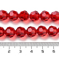 K9ガラス  模造オーストリアクリスタルビーズ連売り  グレードAAA  多面カットラウンド  レッドオレンジ  10mm  穴：0.9~1mm  約40個/連  15.7インチ&nbsp;G-M181-10mm-06A