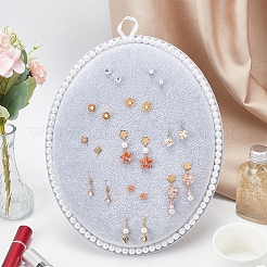 Овальные деревянные изогнутые бархатные стойки для серег с наклоном назад&nbsp;EDIS-WH0029-44C-01