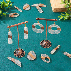 14 pièces 7 styles pendentifs en résine transparente et bois de noyer&nbsp;RESI-BY0001-06