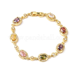 Bracelets à maillons ovales en laiton sertis de micro-pavés de zircone cubique pour femmes&nbsp;BJEW-D387-04G-06