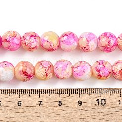 ペイントガラスビーズを焼く  ラウンド  濃いピンク  10~10.5mm  穴：1.4mm&nbsp;X1-DGLA-N003-10mm-A01