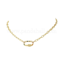 Collares de cadena de latón con cierre de mosquetón ovalado de circonita cúbica de colores para mujer.&nbsp;NJEW-JN06462