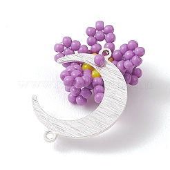 Pendentifs lune et fleur en perles de verre&nbsp;PALLOY-MZ01185-01