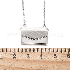 304ステンレススチールエンボロープ＆バードペンダントネックレス（女性用）  ステンレス鋼色  16.93インチ（43cm）&nbsp;NJEW-U037-01B-P