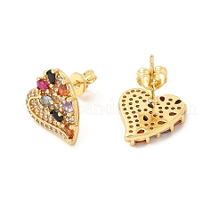 Boucles d'oreilles clous coeur zircone cubique&nbsp;EJEW-E273-10G