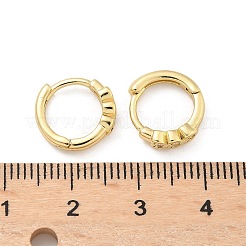 Серьги-кольца из латуни с микропаве и прозрачным кубическим цирконием в форме сердца EJEW-Z102-29G