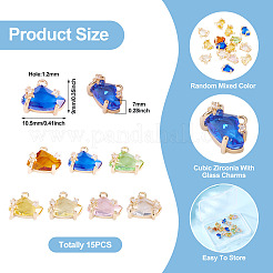 15 шт. латунный микропаве кубический цирконий со стеклянными подвесками&nbsp;KK-TA0001-82