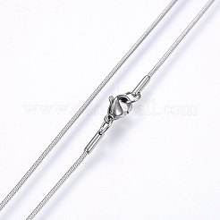変色しない304ステンレススチールのスネークチェーンネックレス  カニカン付き  ステンレス鋼色  16インチ（40.6cm）  1.2mm&nbsp;NJEW-E122-32A