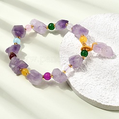 Pulseras elásticas con cuentas y dijes de pepitas de amatista natural en bruto para mujer&nbsp;GG-CBA2C9C-05