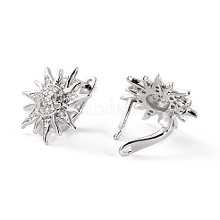 Серьга-кольцо в форме солнца из прозрачного кубического циркония EJEW-C002-10P-RS
