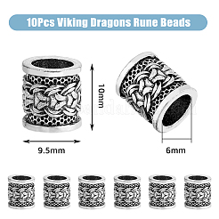 10 шт. бусины для плетения дредов в тибетском стиле из сплава OHAR-DC0001-06A