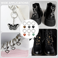 12 шт. 6-цветные подвески в виде сердца из натурального тигрового глаза HJEW-PH02141