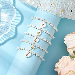 5шт 5 стиля браслеты из натуральной пресноводной ракушки с металлическими подвесками в виде кусочка луны&nbsp;BJEW-JB11688-2