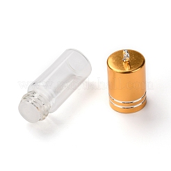 透明ガラス香水瓶ペンダント  真鍮製スクリューキャップボトル付き  ゴールド  53x15.5mm  穴：2mm  容量：3ml（0.10fl.oz）&nbsp;GGLA-B001-01C
