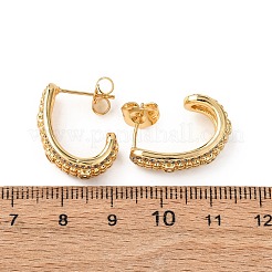 Серьги-гвоздики J-образной формы с микропаве из прозрачных кубических цирконий из латуни EJEW-B153-18G