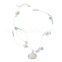 Кулон из натуральной ракушки с гальваническим покрытием&nbsp;NJEW-TA00221