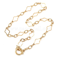 Collane con catena a maglie incrociate in acciaio inossidabile 304 da 11 mm con fermagli ot per uomo e donna&nbsp;NJEW-P355-01C-G