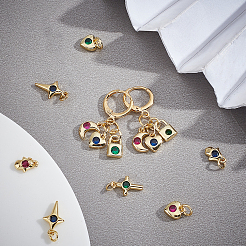 36шт 18 стиля латунные микропаве кубические циркониевые подвески ZIRC-GA0001-05