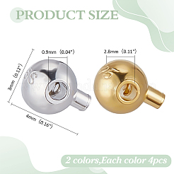 8 шт. 2 цвета 925 бусины-обжимки из стерлингового серебра STER-ME0001-31