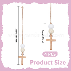 4 pz croce in legno ornamento da appendere&nbsp;HJEW-DR00103