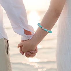 6шт. набор из 6-х круглых браслетов из синтетической бирюзы с бусинами BJEW-AN0001-20