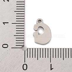 変色しない201ステンレススチールチャーム  レーザー切断  レターチャーム  文字g  10.5x7x1mm  穴：1.2mm&nbsp;STAS-U016-01P-G