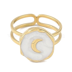 Ионное покрытие (ip) 304 нержавеющая сталь эмаль плоская круглая с лунными кольцами для пальцев RJEW-L107-065G-01