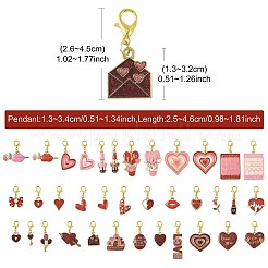 12 шт. 12 стиля подвески в форме сердца ко Дню святого Валентина из сплава и эмали&nbsp;HJEW-FS00078-01