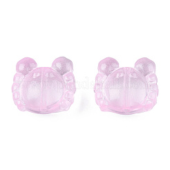 透明なスプレー塗装ガラスビーズ  カニ  ピンク  13x14x6.5mm  穴：1mm&nbsp;GLAA-N035-026-C05