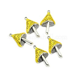 Грибы античный серебряный тон эмали сплава подвески&nbsp;X-ENAM-N039-07A