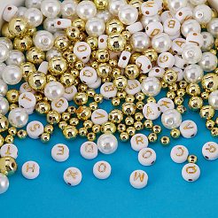 DIYジュエリー作成キット  アクリル＆模造真珠アクリルビーズを含む  弾性水晶の線  ミックスカラー  4mm  穴：1mm  700個/セット&nbsp;DIY-SZ0002-97