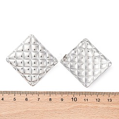 女性用304ステンレススチールスタッドピアス  菱形  ステンレス鋼色  44x44mm&nbsp;LS-EJEW-K306-08P