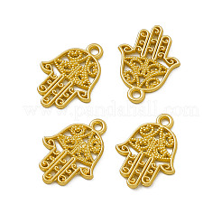 ラックメッキ合金ペンダント  カドミウムフリー＆ニッケルフリー＆鉛フリー  hamsa hand/hand of miriam チャーム  マットゴールドカラー  21x15x1.5mm  穴：1.8mm&nbsp;LS-PALLOY-M202-11MG