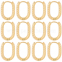 304ステンレススチールフープピアス16個  テクスチャ付き楕円形  18KGP本金メッキ  18x13~13.5x2.5mm&nbsp;EJEW-SC0002-30