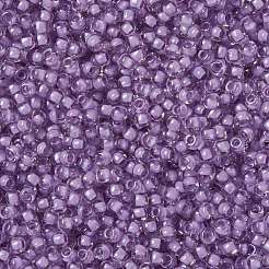 TOHOラウンドシードビーズ  日本製シードビーズ  （薄紫の裏地付きクリスタル943)個  11/0  2.2mm  穴：0.8mm  約1110PCS /ボトル  10 G /ボトル&nbsp;SEED-JPTR11-0943