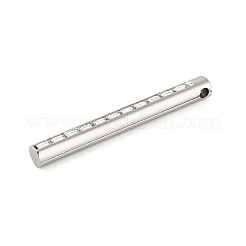 304ステンレススチールマイクロパヴェクリアキュービックジルコニアペンダント  コラムチャーム  ステンレス鋼色  50x6mm  穴：3mm&nbsp;STAS-Z126-05P