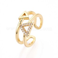 Манжеты из латуни с микро паве кубический цирконий для женщин KK-T071-71G