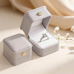2 Stück quadratische Geschenkbox für Ringe aus PU-Leder&nbsp;LBOX-CL0001-06