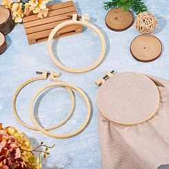 プラスチック模造竹クロスステッチ刺繍フープ  裁縫用具アクセサリー  ラウンド  パパイヤホイップ  124mm  内径：108mm  3個/セット&nbsp;TOOL-TADJ0001-03C