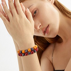 Bracelet extensible de perles rondes en jade jaune naturel orange foncé&nbsp;BJEW-SW00077-07