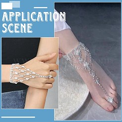 4 шт. 2 стиля браслеты на ногу из сплава с прозрачными стразами для женщин AJEW-BBC0002-39